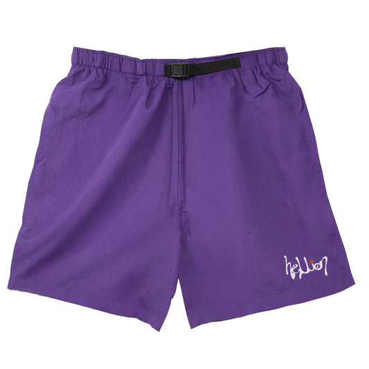 Pantalones cortos de nailon con logotipo de escritura PÚRPURA